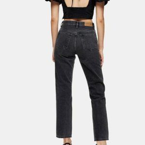 Topshop Editor High Rise Straight Leg Jeans Black